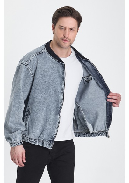 Erkek Basic Fermuarlı Oversize Kot Kolej Ceket fırsatları