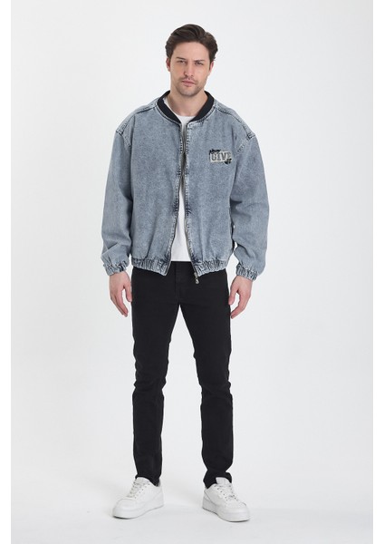 Erkek Basic Fermuarlı Oversize Kot Kolej Ceket indirimleri
