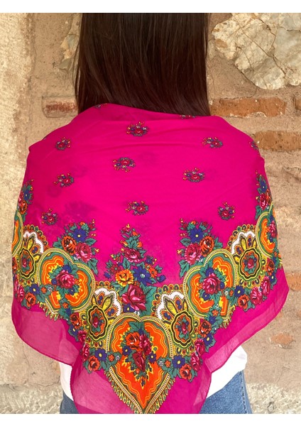 Mardin Yazması Çiçek Desenli Başörtüsü 100X100 cm – Çeyizlik ve Günlük modelleri