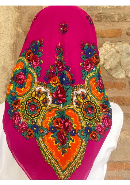 Mardin Yazması Çiçek Desenli Başörtüsü 100X100 cm – Çeyizlik ve Günlük fırsatları