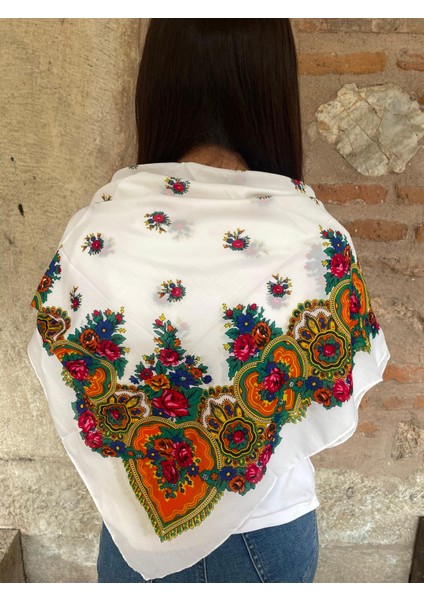 Mardin Yazması Çiçek Desenli Başörtüsü 100X100 cm – Çeyizlik ve Günlük fiyatları