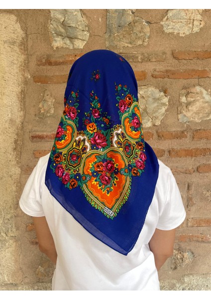 Mardin Yazması Çiçek Desenli Başörtüsü 100X100 cm – Çeyizlik ve Günlük