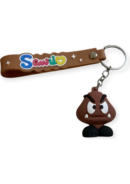 Mario Goomba Anahtarlık Sevimli Karakter Figürlü Silikon Anahtarlık Çanta ve anahtar süsü