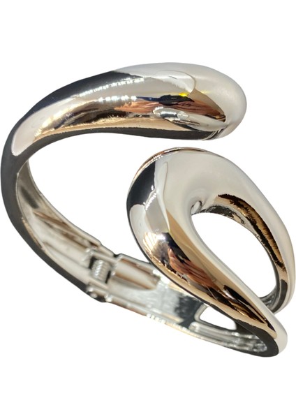 Silver Renk, Çelik Materyal, Moda, Üstten Açılır,anti Alerjik Şık Tasarım Kalın Model Çelik Bileklik (KC2302)