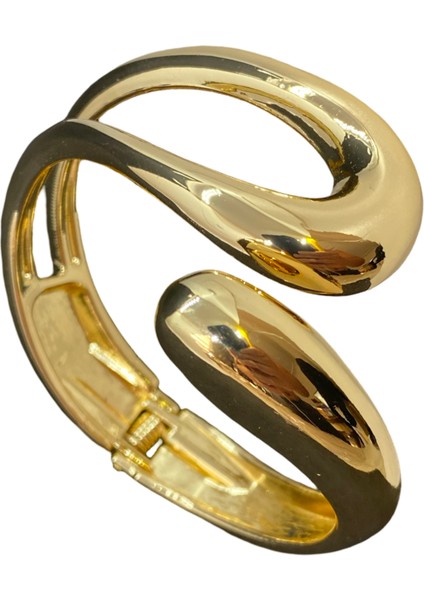 Gold Renk, Çelik Materyal, Moda, Üstten Açılır,anti Alerjik Şık Tasarım Kalın Model Çelik Bileklik (KC2303)