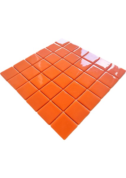 Tüm Yüzeylere Uygulanabilir 5X5CM. Bal Kabağı Turuncusu, 31,5X31,5CM. Fileli Cam Mozaik. modelleri