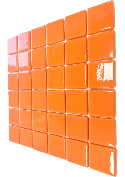 Tüm Yüzeylere Uygulanabilir 5X5CM. Bal Kabağı Turuncusu, 31,5X31,5CM. Fileli Cam Mozaik. fırsatları