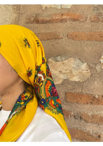 Mardin Yazması Çiçek Desenli Başörtüsü 100X100 cm – Çeyizlik ve Günlük modelleri