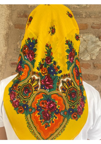 Mardin Yazması Çiçek Desenli Başörtüsü 100X100 cm – Çeyizlik ve Günlük fırsatları
