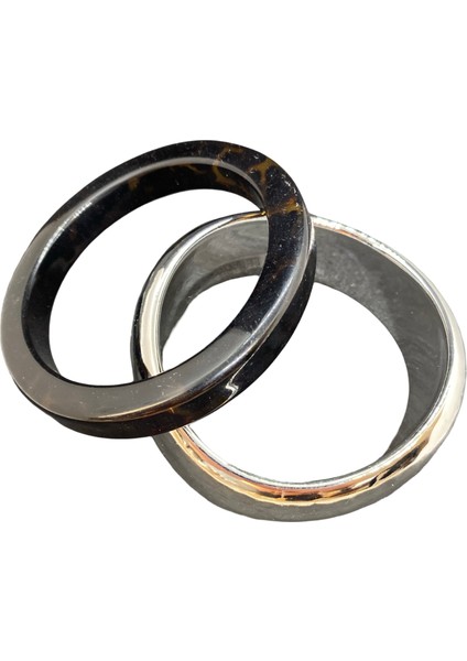 Gümüş Siyah Renklerde,ikili , Moda, Anti Alerjik Şık Tasarım Kalın Model Çelik Bileklik (KC2304)