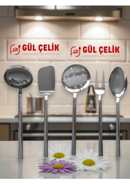 Kepçe Kevgir Servis Seti 5 Parça 18/0 Kalite