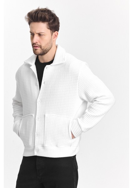Erkek Basic Salaş Mevsimlik Beyaz Esnek Ceket modelleri