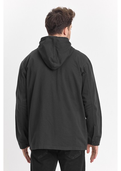 Erkek Basic Oversize Esnek Kapşonlu Füme Ceket modelleri