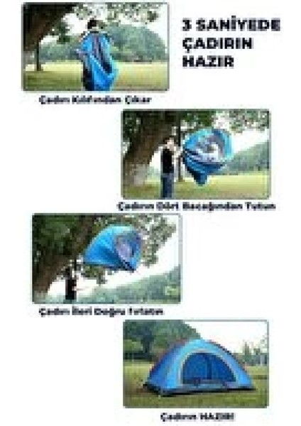 Otomatik Havada Açılan Su Geçirmez Çadır 4 Kişilik modelleri