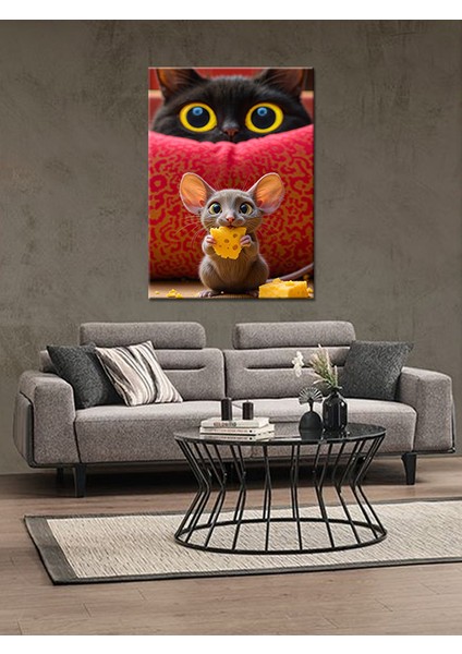 Kedi Fare Resimli Ahşap Tablo fiyatları