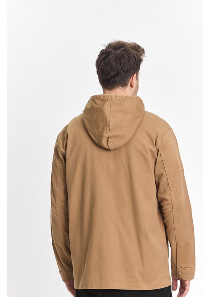 Erkek Basic Oversize Esnek Kapşonlu Kahve Ceket modelleri