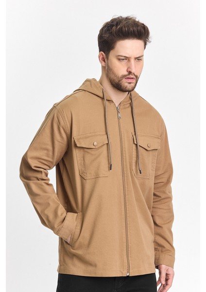 Erkek Basic Oversize Esnek Kapşonlu Kahve Ceket fırsatları