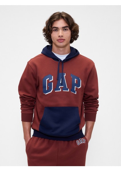 Erkek Kırmızı Relaxed Gap Logo Colorblock Sweatshirt