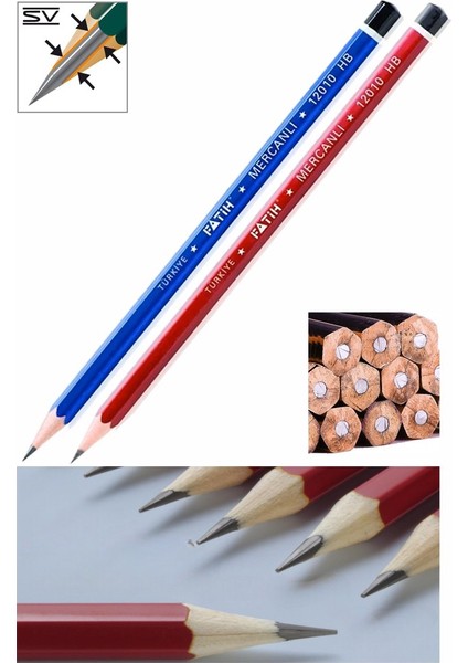 Kurşun Kalem 2 Adet Fatih Siyah Kurşun Kalem Siyah Mercanlı Yerli Üretim Hb Orta Sert Uçlu Kolay Silinebilir