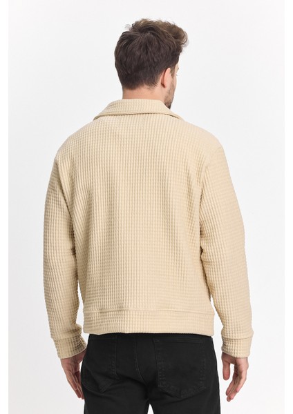 Erkek Basic Salaş Mevsimlik Krem Bol Esnek Ceket modelleri