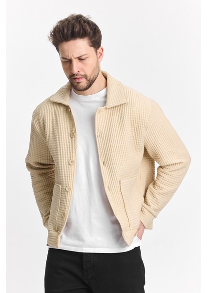 Erkek Basic Salaş Mevsimlik Krem Bol Esnek Ceket fırsatları