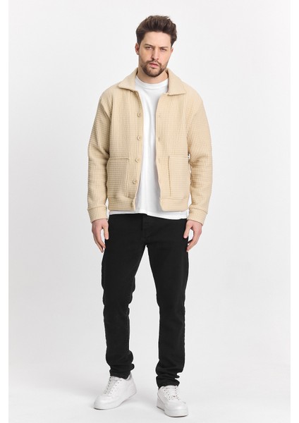 Erkek Basic Salaş Mevsimlik Krem Bol Esnek Ceket indirimleri