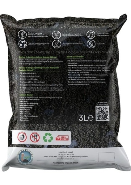 Vermikompost ile Zenginleştirilmiş Biochar Gübre Karışımı 3 L