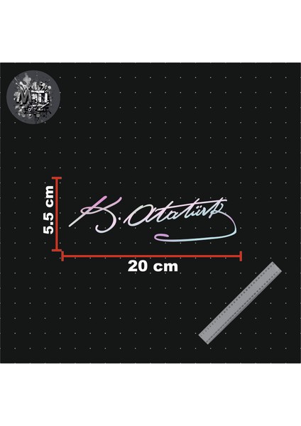 Mustafa Kemal Atatürk Imza Sticker Folyo Etiketi Modifiye Aksesuar 20X5,5CM Hologram Sticker fiyatları