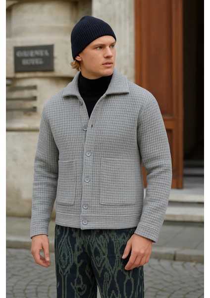 Erkek Basic Salaş Mevsimlik Gri Bol Esnek Ceket fiyatları