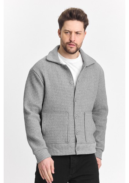 Erkek Basic Salaş Mevsimlik Gri Bol Esnek Ceket
