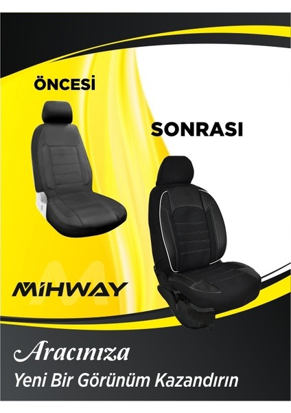 Kia Rio 2012-2025 Koltuk Kılıfı Ön Arka Tam Set Mihway Sumix Beyaz Serisi fırsatları