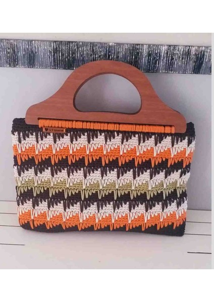 Ahşap Saplı Örgü Çanta