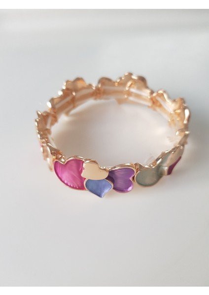 Karışık Pastel Renkli Kalp Bileklik modelleri