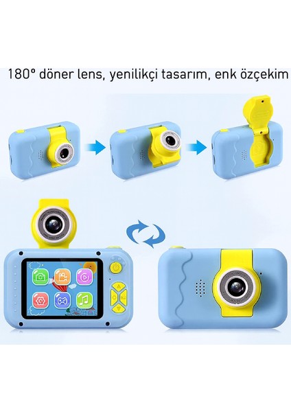 Çocuklar Için Dijital Eğlence Kamerası – Döner Lensli Selfie Özellikli