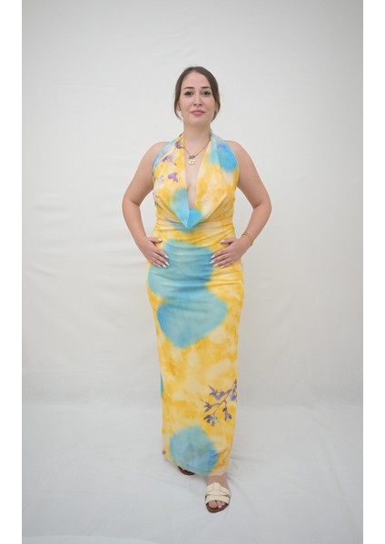 Degaje Yaka Sırt Dekolteli Elbise