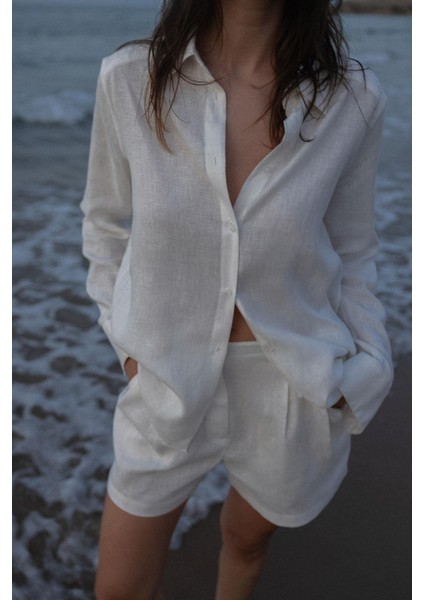 Beyaz %100 Keten Nora Gömlek fiyatları