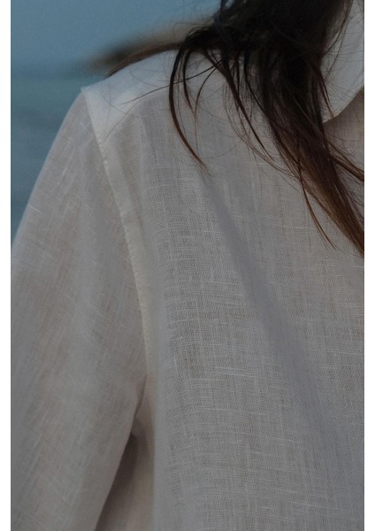 Beyaz %100 Keten Nora Gömlek modelleri