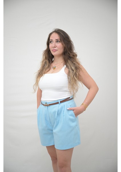 Keten Şehir Boy Şort