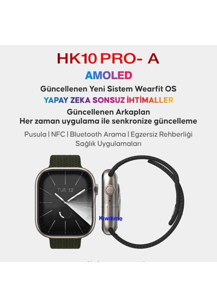 Watch HK10 Pro- A 2.2'' Ekran 45MM Kordon Kilidi Siri Nfc Bluetooth Arama Akıllı Saat fiyatları