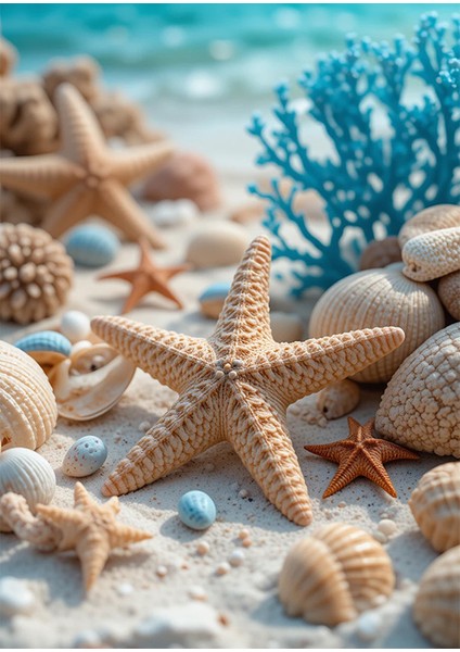 Deniz Yıldızı Resimli Mdf Tablo