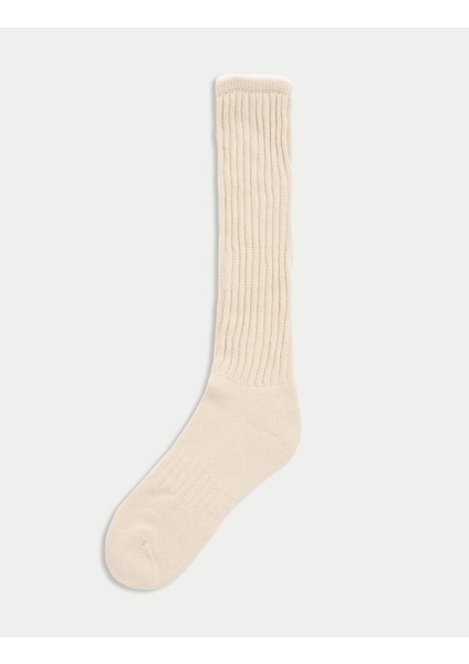 Pamuklu Slouchy Yüksek Bilekli Çorap