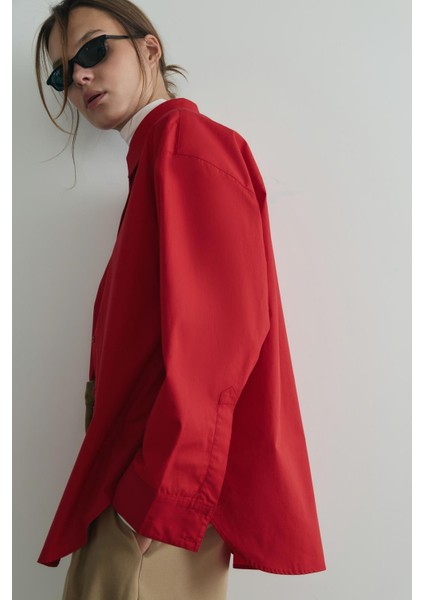 Kırmızı Page Oversize Gömlek