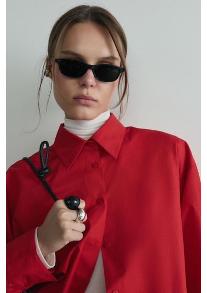 Kırmızı Page Oversize Gömlek modelleri