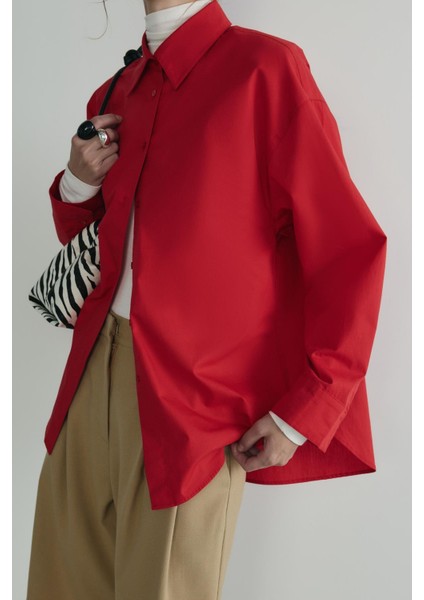 Kırmızı Page Oversize Gömlek indirimleri