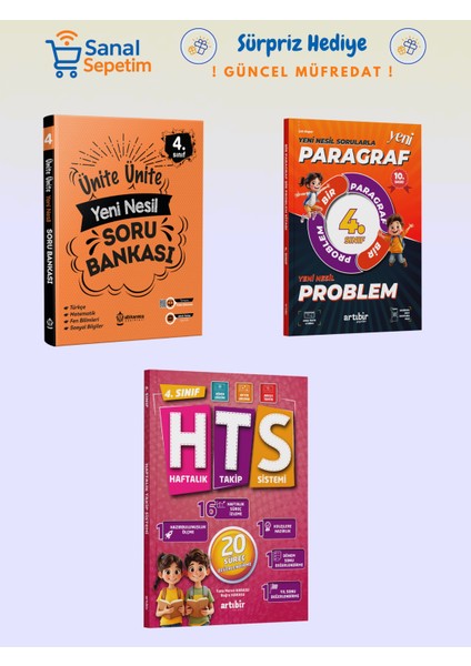 4. Sınıf Ünite Ünite Yeni Nesil + Bir Paragraf Bir Problem + Hts Soru Bankaları Set