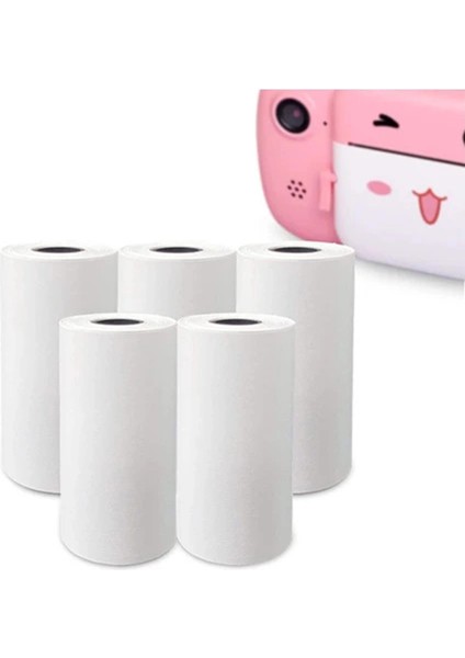 Çocuk Kamera Baskı Kağıdı, 5’li Rulo 57X25MM Çekirdekli Fotoğraf Baskı Termal Kağıt Rulo