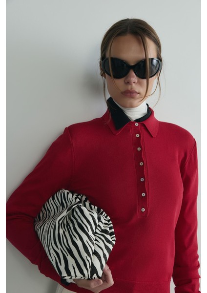 Beyaz Cove Zebra Büzgülü El Çantası