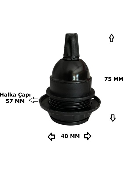 İtalyan E27 Duy Vidalı Yarım Diş Avize, Abajur, Ağaç Feneri Duyu Halkalı (250V-4A)(Bakalit) 5 Adet fırsatları