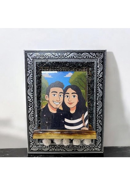 Epoksi Kişiye Özel Karikatürlü Işıklı Anı Çerçevesi