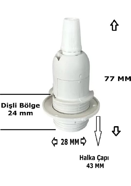 İtalyan E14 Duy (MİNİ DUY) Bakalit Geçmeli Yarım Diş Beyaz (250V-2A) 5 Adet modelleri